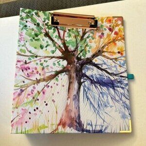 Small hardcover 3 ring binder Pretty Tree clipboard front OC4